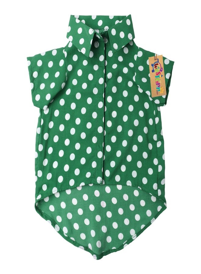 ويستيرن إرا قميص مطبوع عصري فائق النعومة من ويسترن إيرا، ملابس مريحة للغاية للكلاب، قميص قطني مطبوع يسمح بمرور الهواء، قميص خفيف الوزن لطيف لحيواناتك الأليفة (مقاس متوسط - 16 بوصة) (أخضر منقط) - Image 5